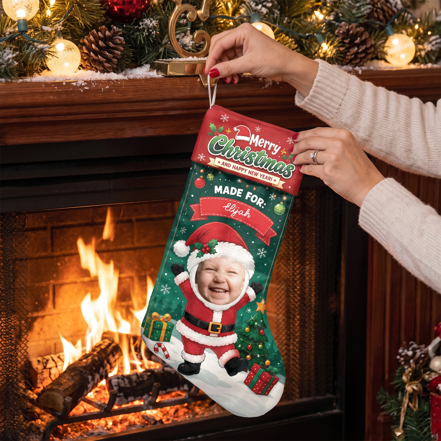 Personalized Christmas Made for Memories Christmas Stocking with Custom Photo