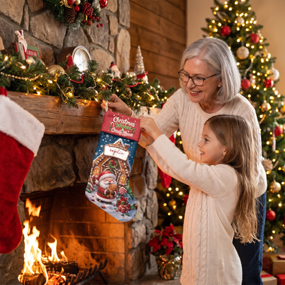 Personalized Christmas Wishes & Candy Kisses Christmas Stocking with Custom Name