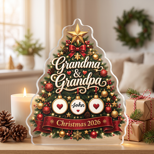 Personalized Christmas Tree for Grandpa & Grandma Acrylic Plaque with Custom Name
