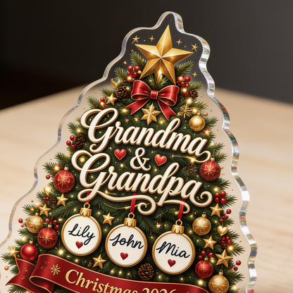 Personalized Christmas Tree for Grandpa & Grandma Acrylic Plaque with Custom Name
