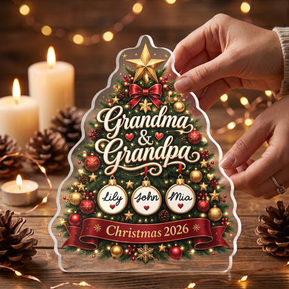 Personalized Christmas Tree for Grandpa & Grandma Acrylic Plaque with Custom Name