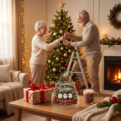 Personalized Christmas Tree for Grandpa & Grandma Acrylic Plaque with Custom Name