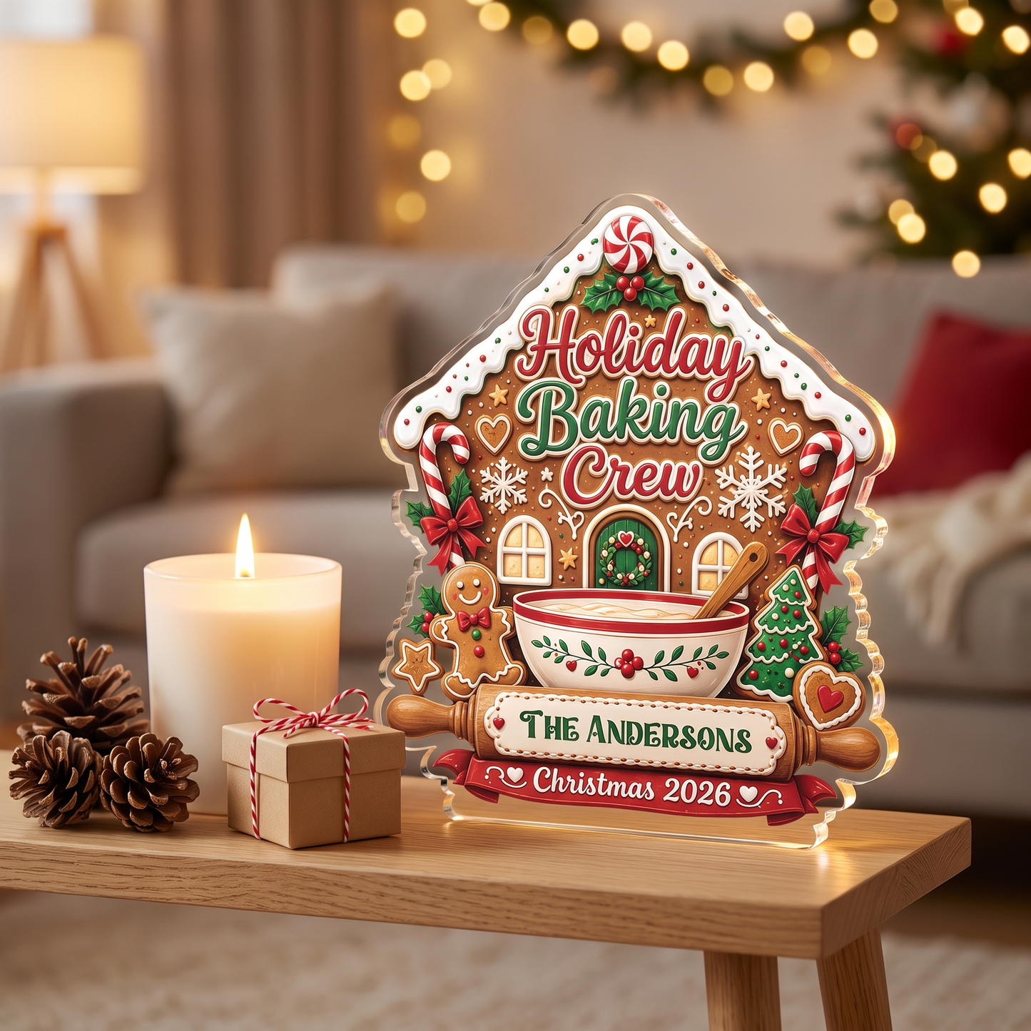 Personalized Holiday Baking Crew Acrylic Plaque with Custom Name
