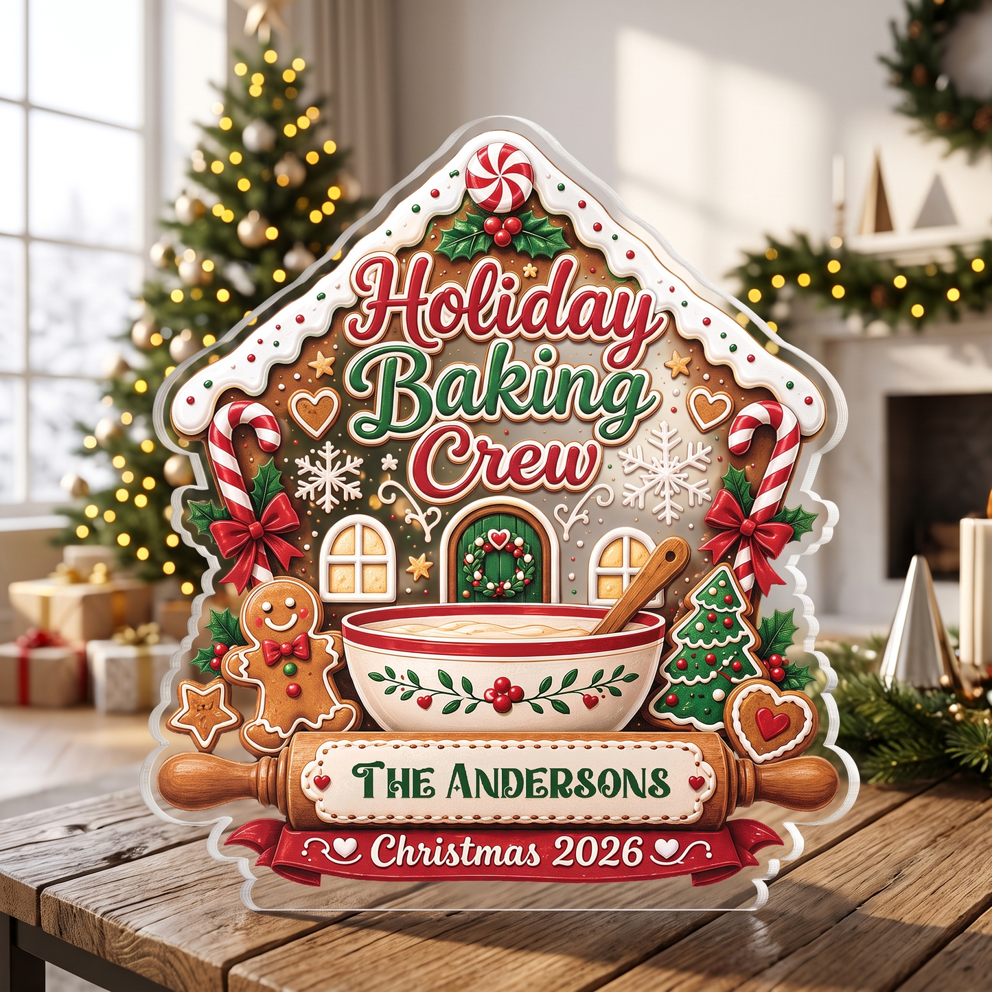 Personalized Holiday Baking Crew Acrylic Plaque with Custom Name