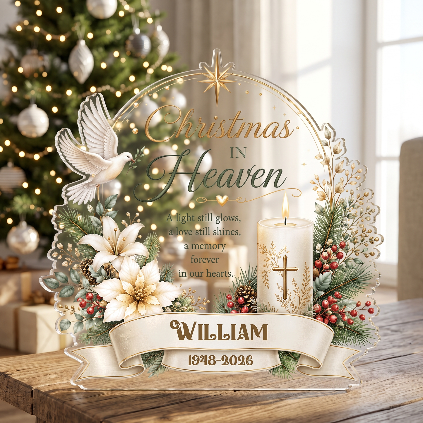 Personalized Christmas in Heaven Acrylic Plaque with Custom Name