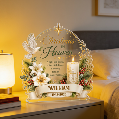 Personalized Christmas in Heaven Acrylic Plaque with Custom Name