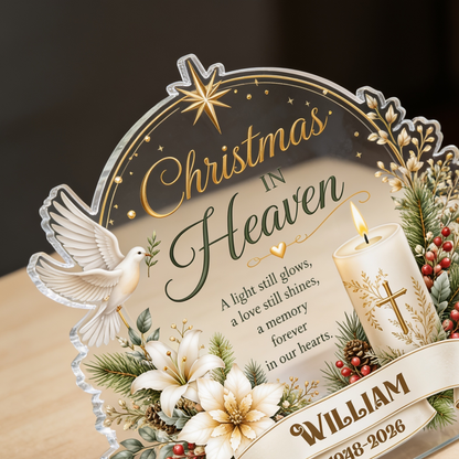 Personalized Christmas in Heaven Acrylic Plaque with Custom Name
