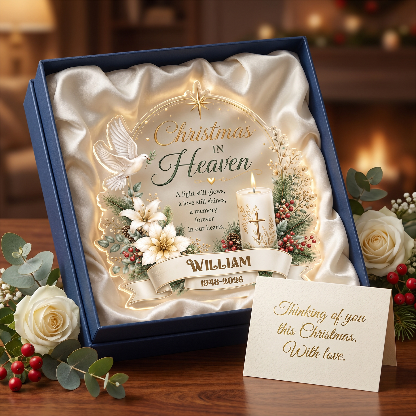Personalized Christmas in Heaven Acrylic Plaque with Custom Name