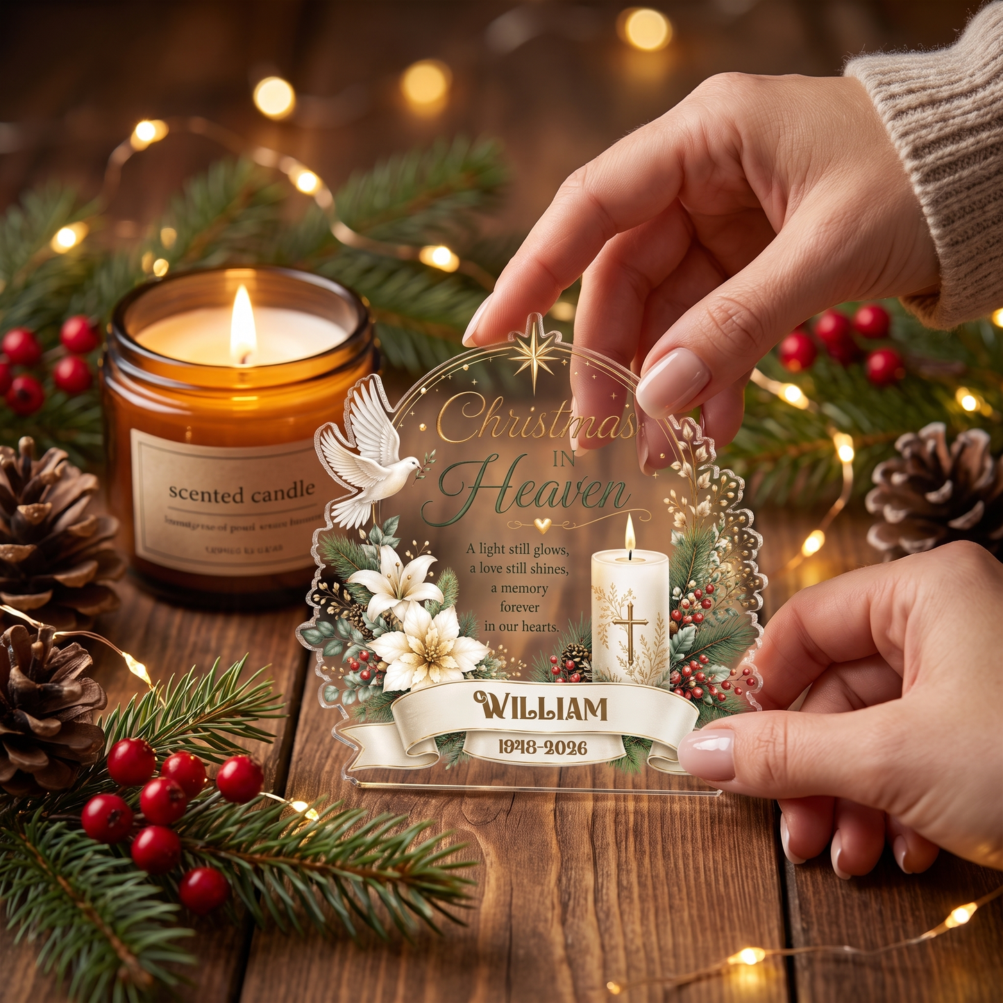 Personalized Christmas in Heaven Acrylic Plaque with Custom Name