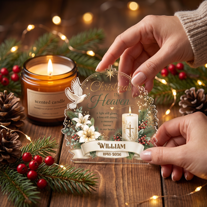 Personalized Christmas in Heaven Acrylic Plaque with Custom Name
