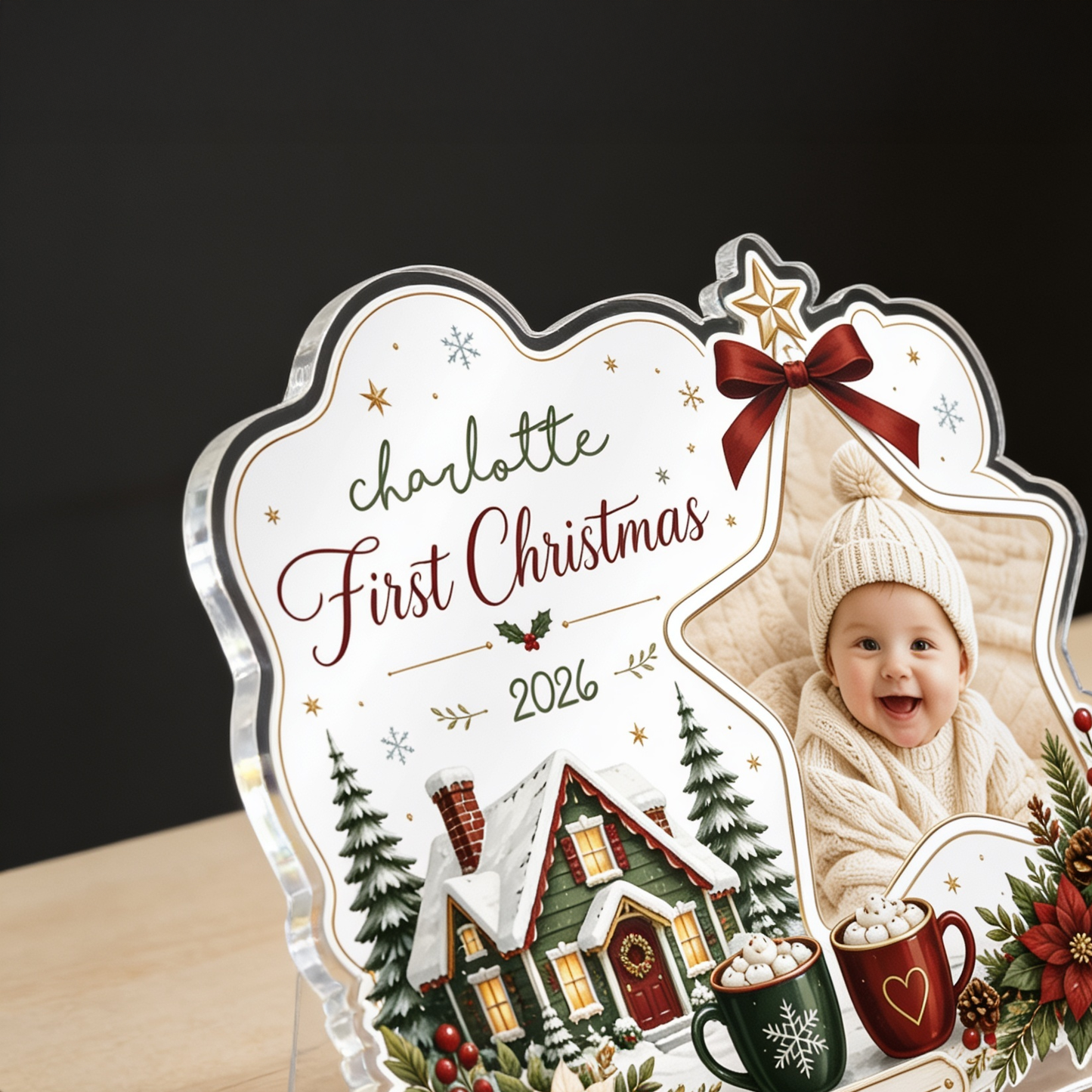 Personalized First Christmas Acrylic Plaque, Custom Name Christmas Keepsake Gift