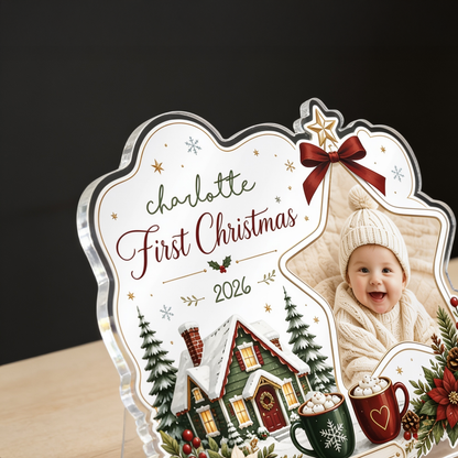 Personalized First Christmas Acrylic Plaque, Custom Name Christmas Keepsake Gift