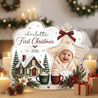 Personalized First Christmas Acrylic Plaque, Custom Name Christmas Keepsake Gift