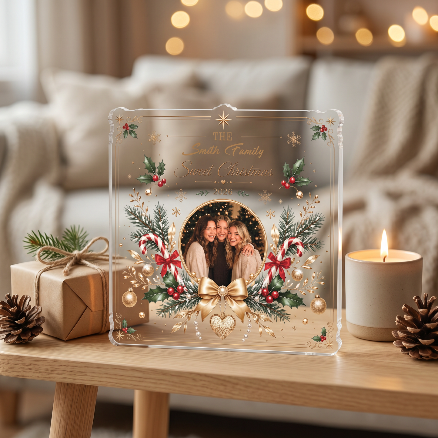 Personalized Sweet Christmas Acrylic Plaque, Custom Name Christmas Keepsake Gift