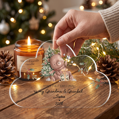 Personalized Happy First Christmas as My Grandma & Grandad Acrylic Plaque with Custom Name