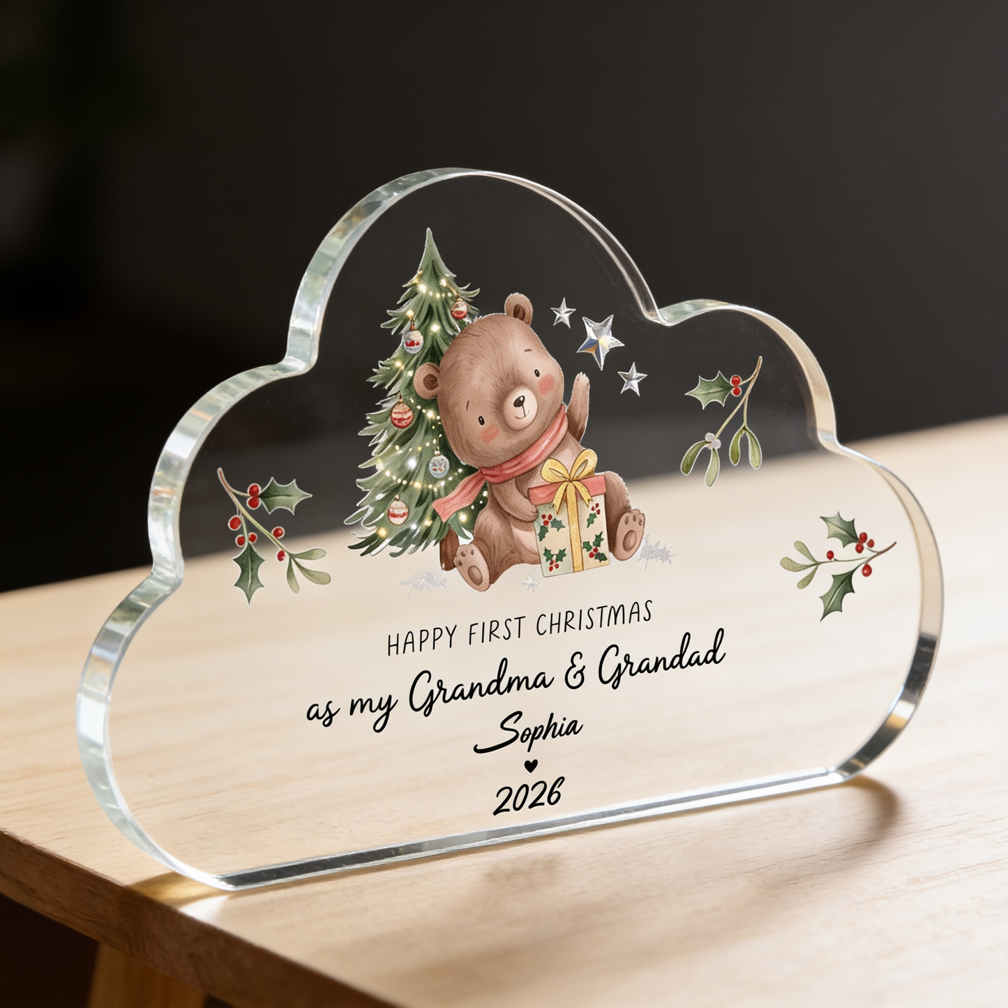 Personalized Happy First Christmas as My Grandma & Grandad Acrylic Plaque with Custom Name