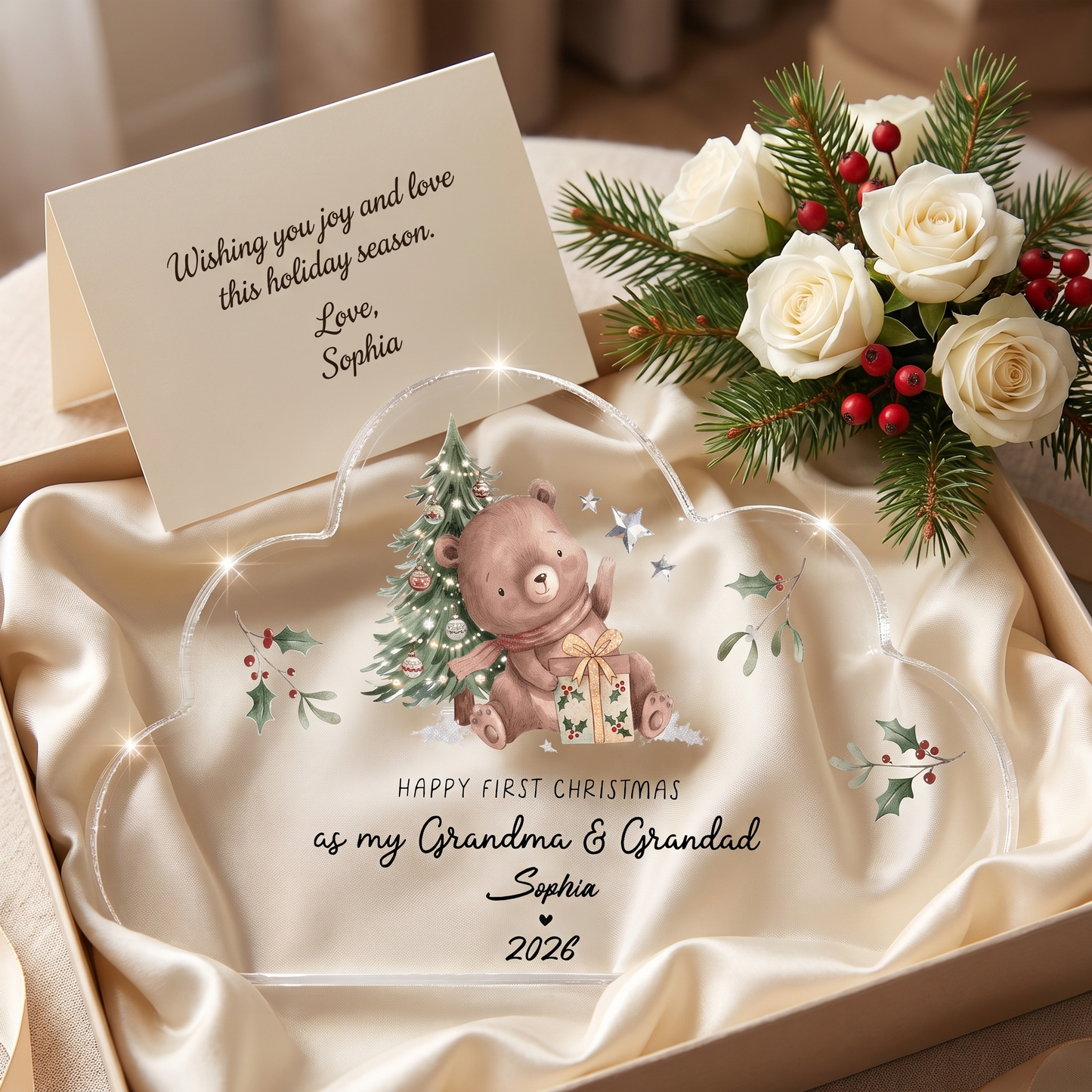Personalized Happy First Christmas as My Grandma & Grandad Acrylic Plaque with Custom Name