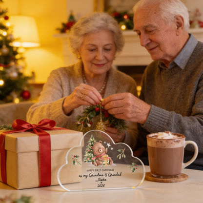 Personalized Happy First Christmas as My Grandma & Grandad Acrylic Plaque with Custom Name