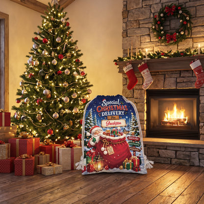 Personalized Special Christmas Delivery Christmas Sack, Custom Name Santa Gift Bag