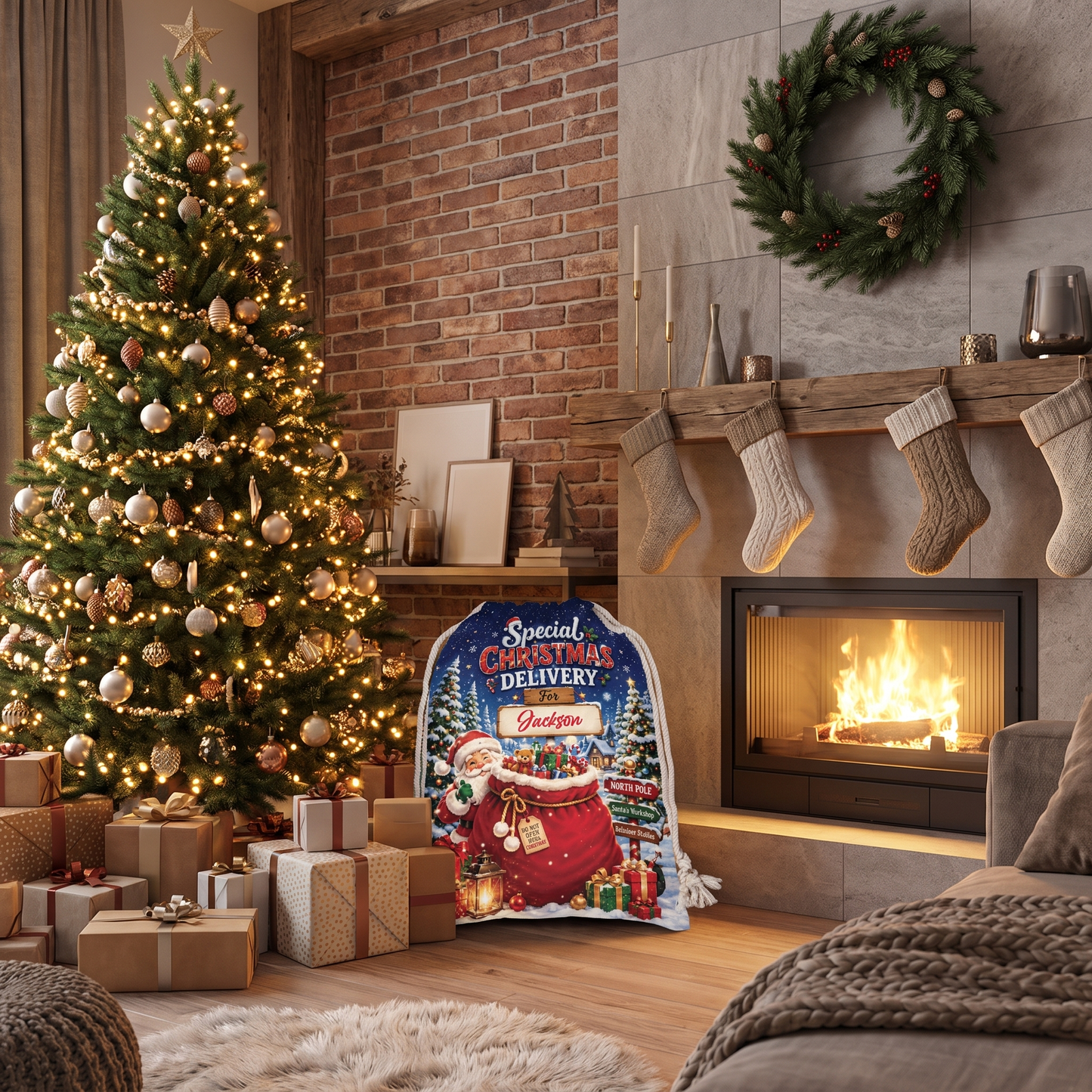 Personalized Special Christmas Delivery Christmas Sack, Custom Name Santa Gift Bag