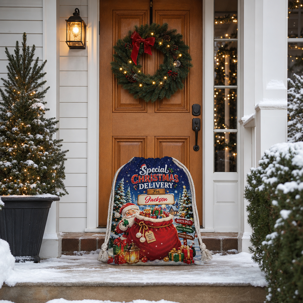 Personalized Special Christmas Delivery Christmas Sack, Custom Name Santa Gift Bag