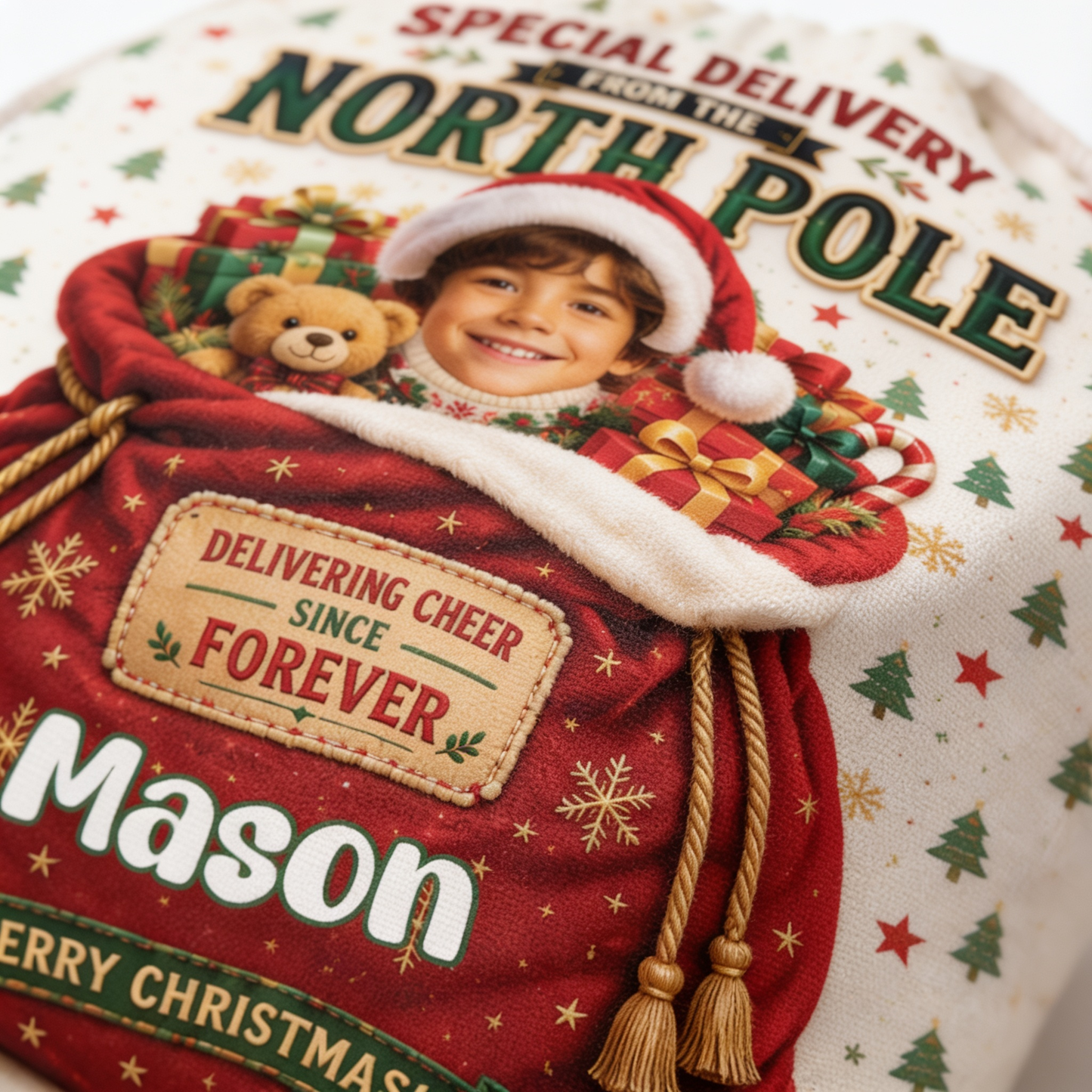 Personalized Special Delivery from the North Pole Christmas Sack, Custom Name Santa Gift Bag