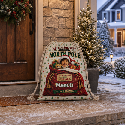 Personalized Special Delivery from the North Pole Christmas Sack, Custom Name Santa Gift Bag