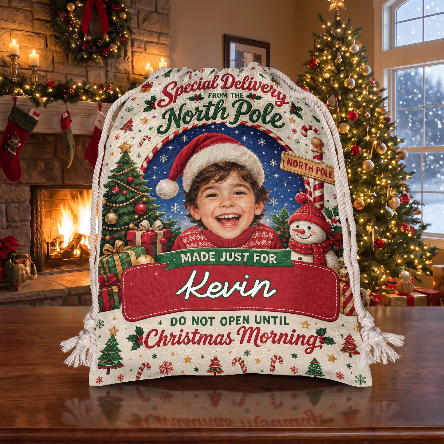 Personalized Special Delivery Do Not Open Until Christmas Morning Christmas Sack with Custom Name