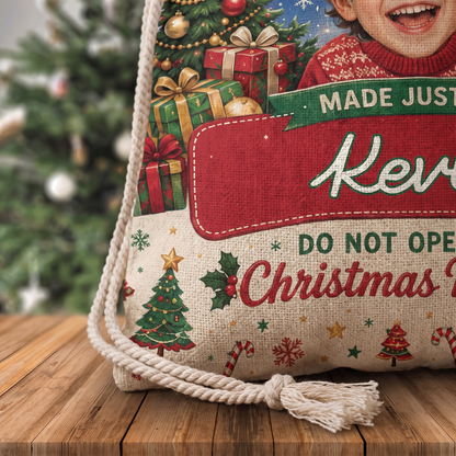 Personalized Special Delivery Do Not Open Until Christmas Morning Christmas Sack with Custom Name
