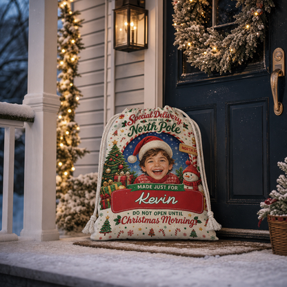 Personalized Special Delivery Do Not Open Until Christmas Morning Christmas Sack with Custom Name
