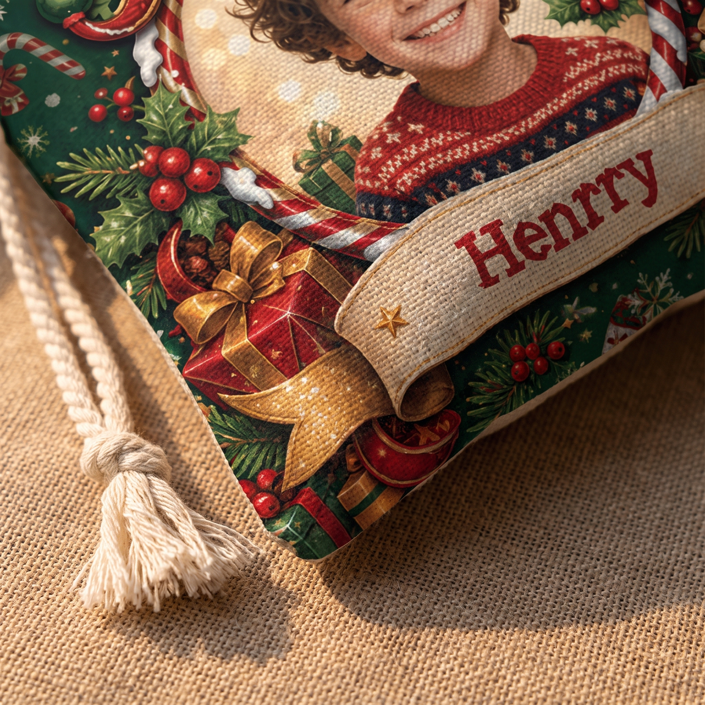 Personalized Santa Knows My Name Christmas Sack, Custom Name Santa Gift Bag