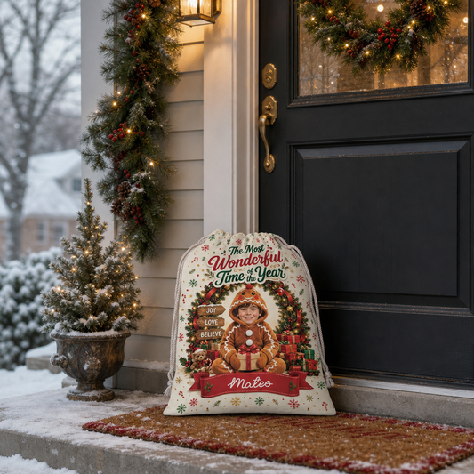 Personalized The Most Wonderful Time of the Year Christmas Sack with Custom Photo