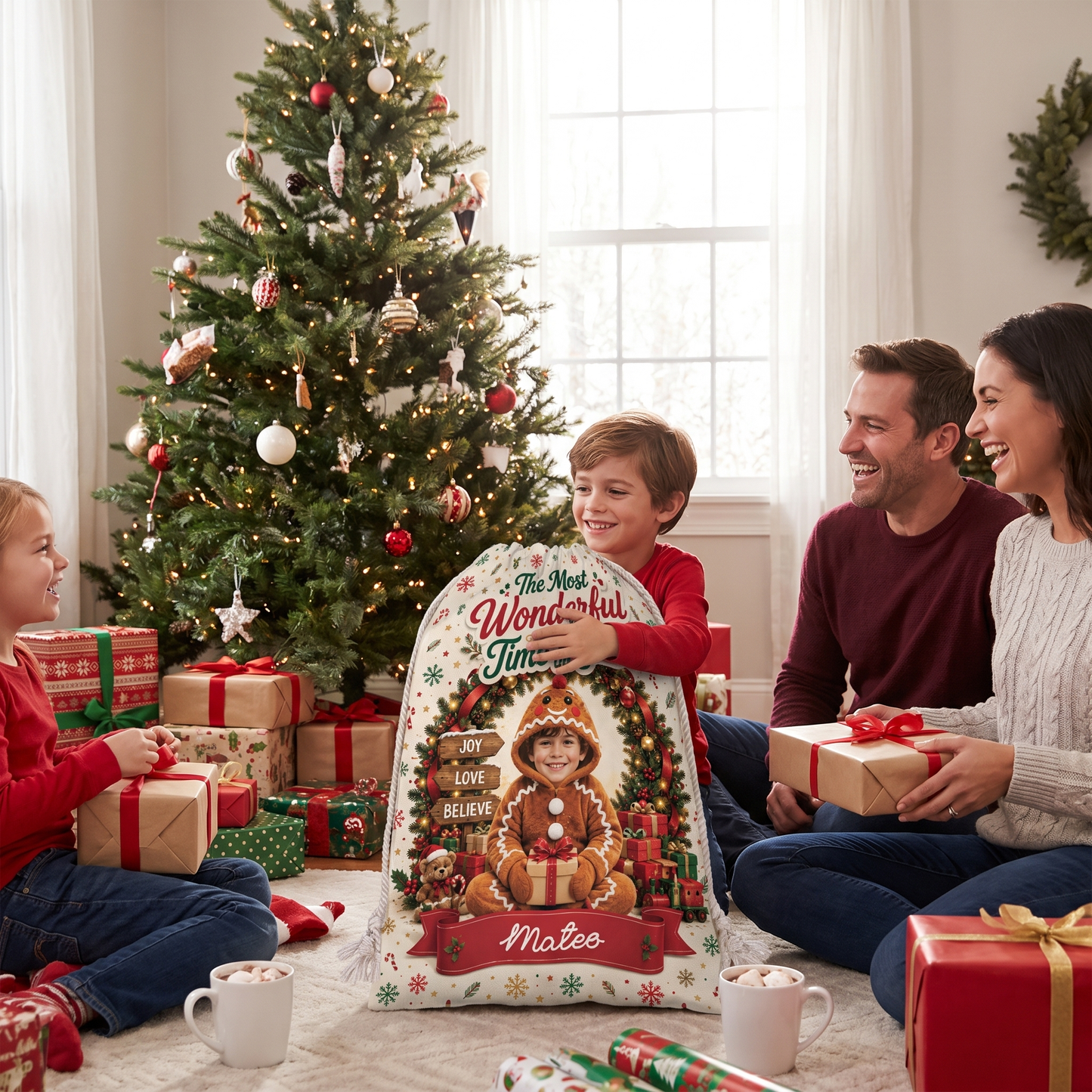Personalized The Most Wonderful Time of the Year Christmas Sack with Custom Photo