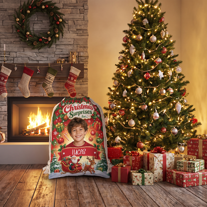 Personalized Christmas Surprises For Christmas Sack, Custom Name Santa Gift Bag