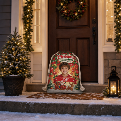 Personalized Christmas Surprises For Christmas Sack, Custom Name Santa Gift Bag