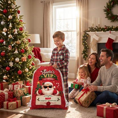Personalized Santa's VIP List Member Christmas Sack, Custom Name Santa Gift Bag