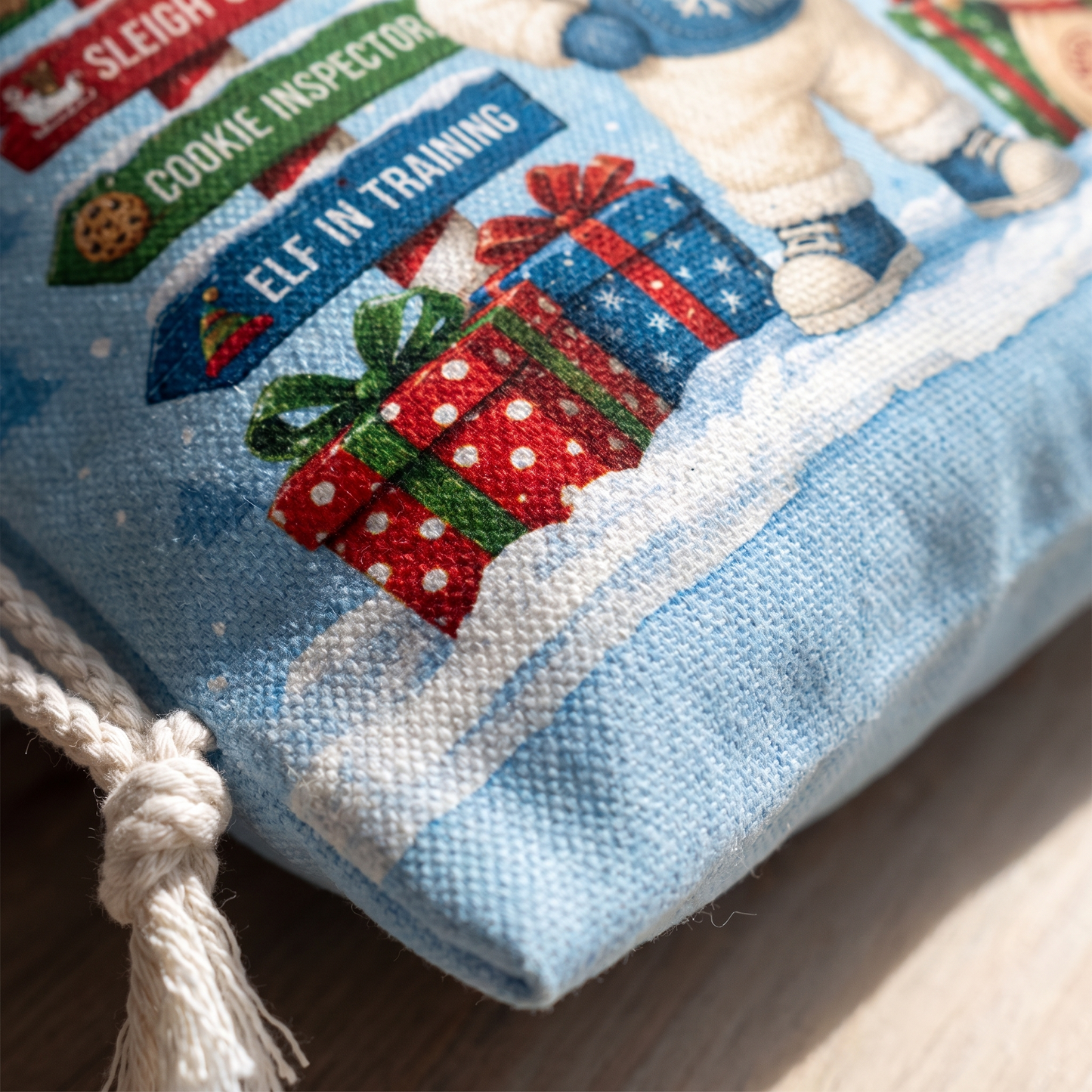 Personalized North Pole Junior Team Christmas Sack, Custom Name Santa Gift Bag