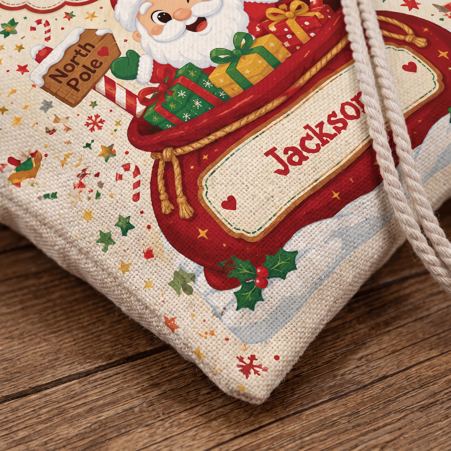 Personalized Reserved for Christmas Magic Christmas Sack, Custom Name Santa Gift Bag