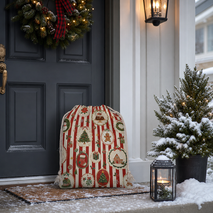 Classic Red & White Striped Christmas Sack | Reusable Holiday Gift Bag