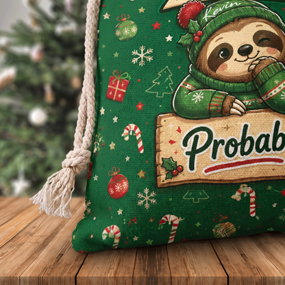 Personalized On the Nice List Christmas Sack with Custom Name
