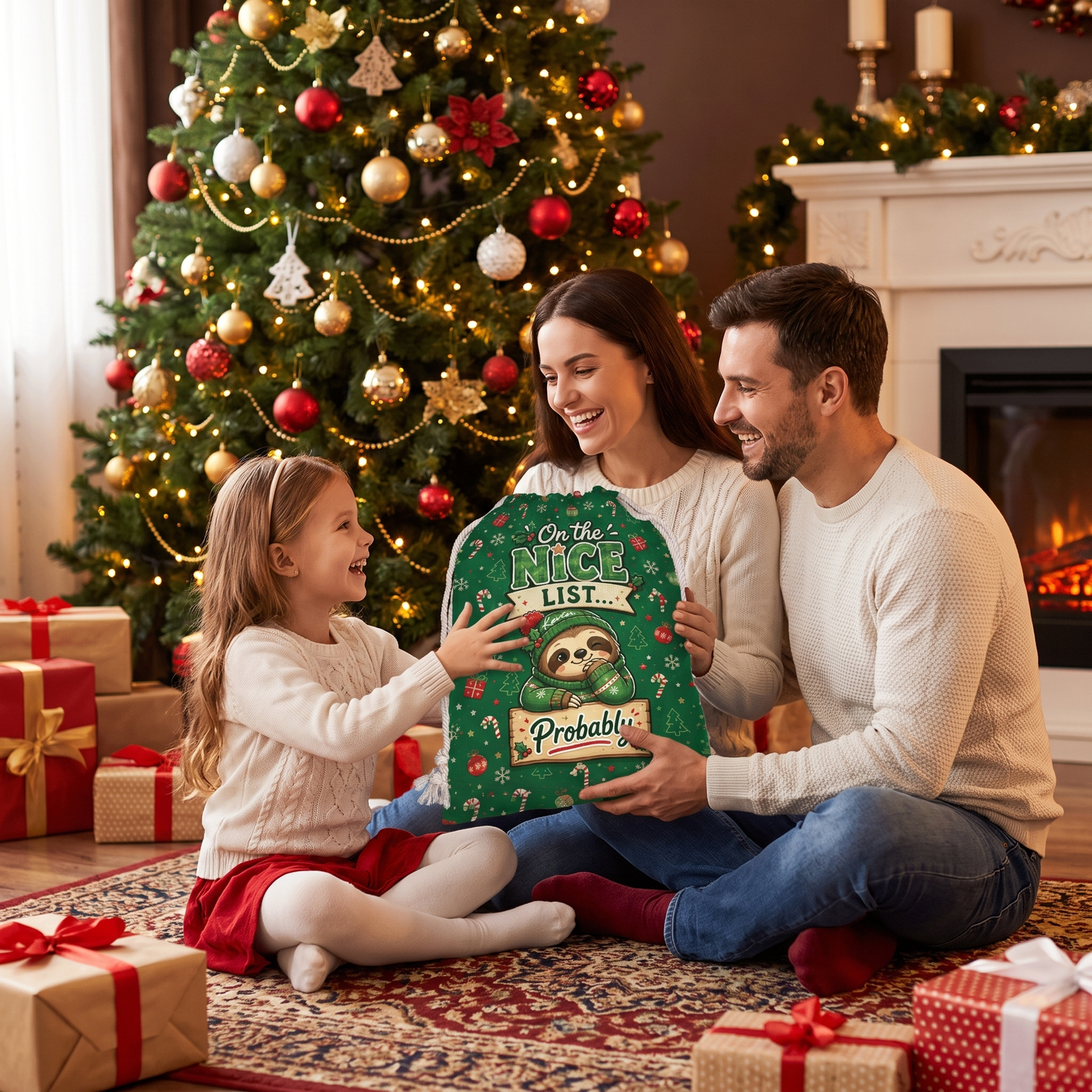 Personalized On the Nice List Christmas Sack with Custom Name