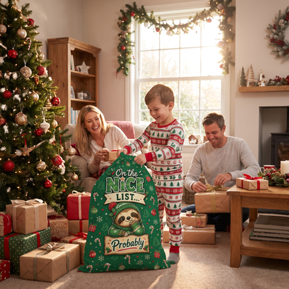 Personalized On the Nice List Christmas Sack with Custom Name