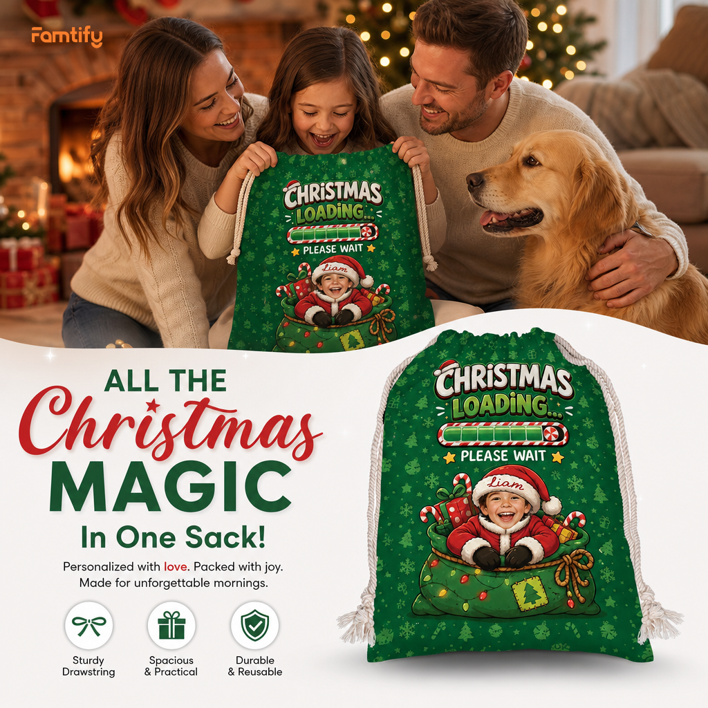 Personalized Christmas Loading... Christmas Sack with Custom Name