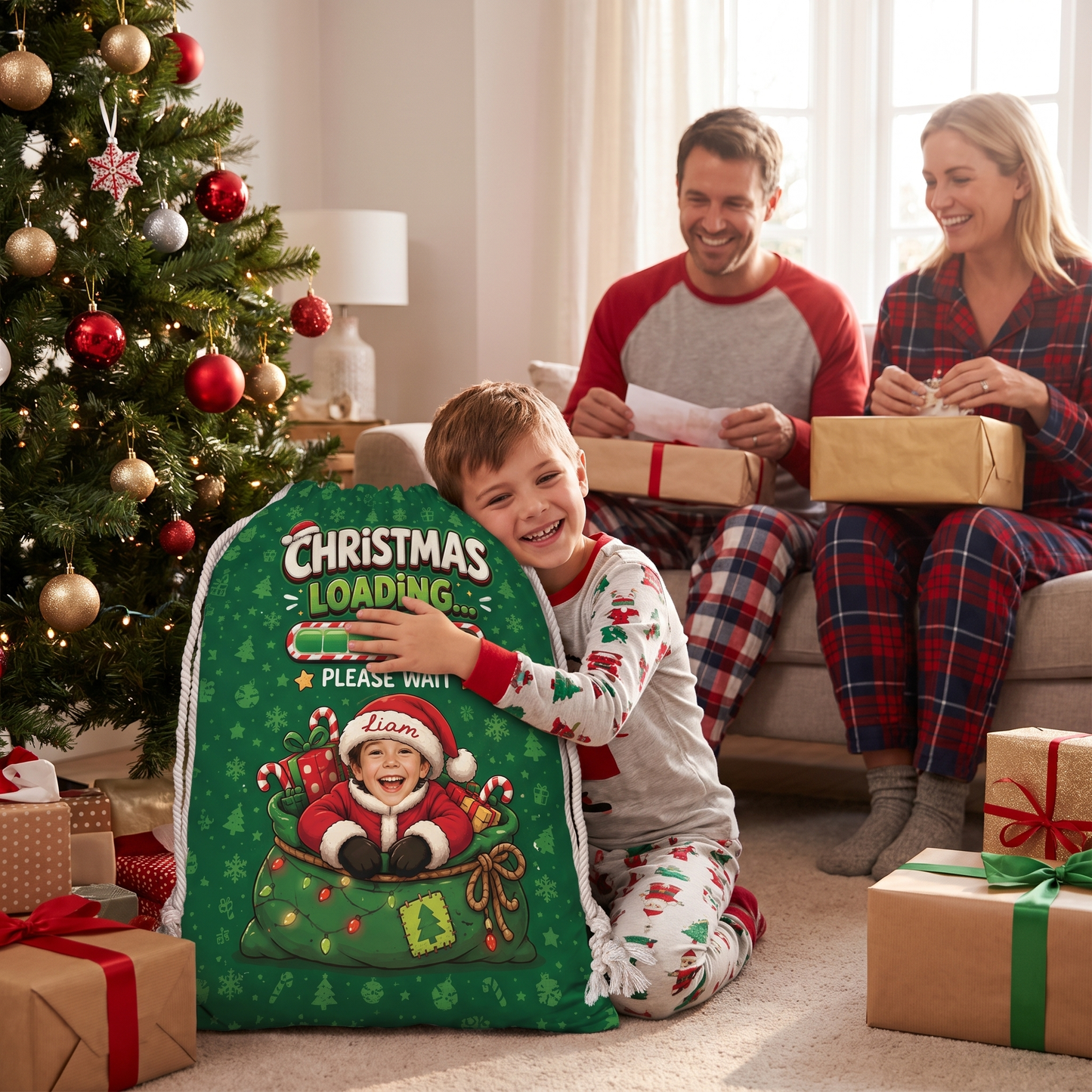 Personalized Christmas Loading... Christmas Sack with Custom Name