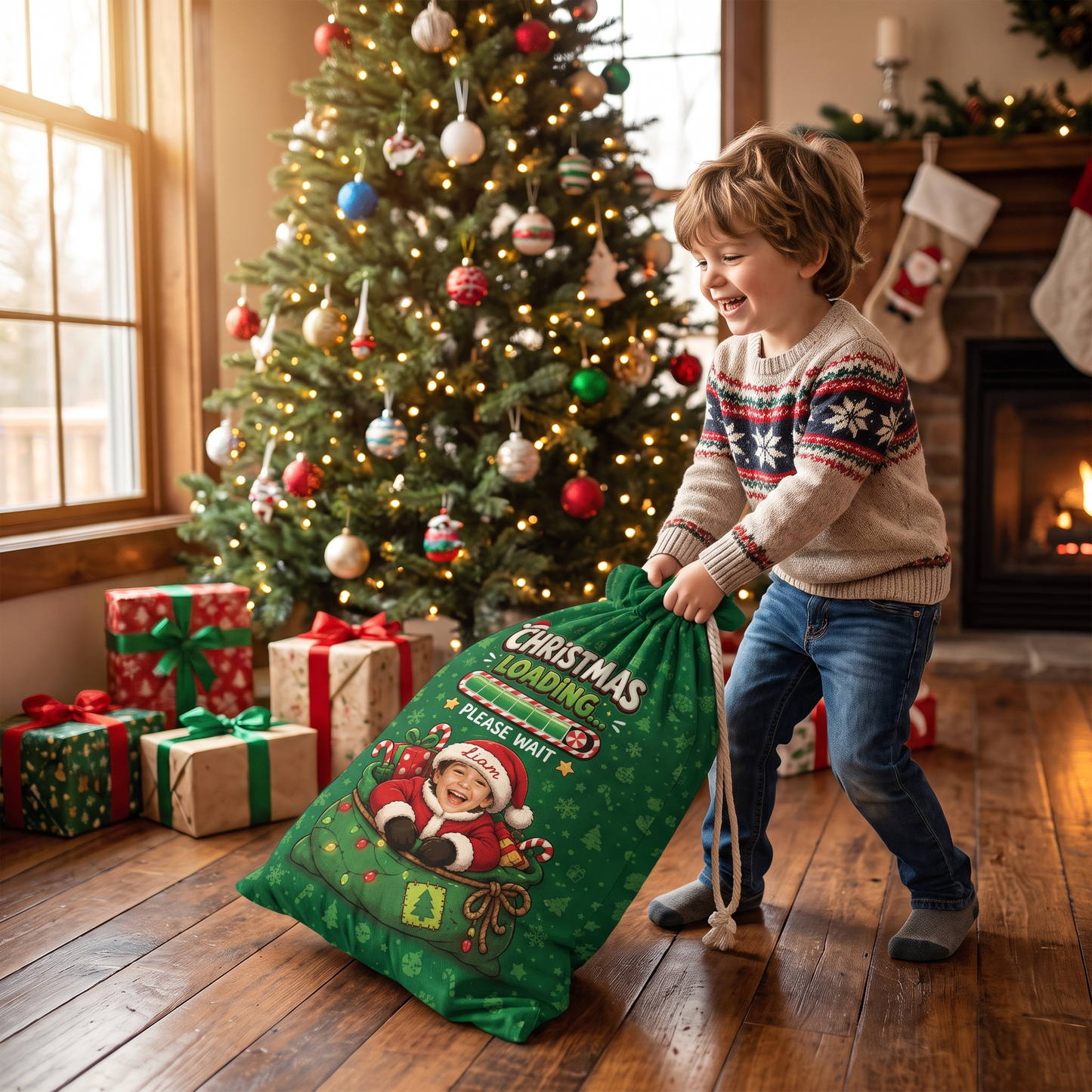 Personalized Christmas Loading... Christmas Sack with Custom Name