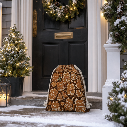 Gingerbread Christmas Cats Pattern Christmas Sack