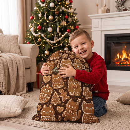 Gingerbread Christmas Cats Pattern Christmas Sack