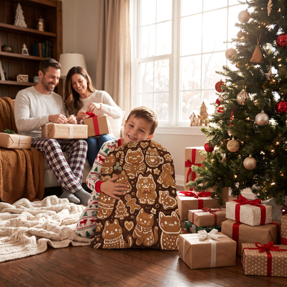 Gingerbread Christmas Cats Pattern Christmas Sack