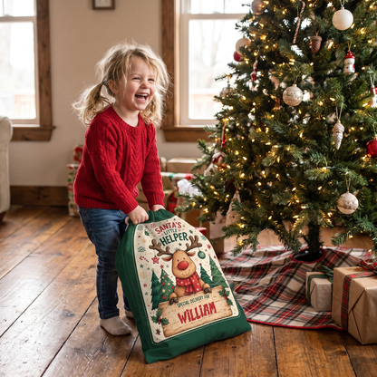 Personalized Santa's Little Helper Christmas Sack with Custom Name