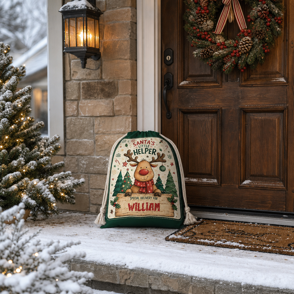 Personalized Santa's Little Helper Christmas Sack with Custom Name
